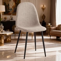 Chaise de salle à manger transfrontalière personnalisable, design moderne minimaliste de style européen, revêtement en lin, siège à coque souple, chaise tendance