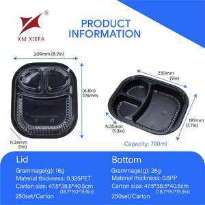 Envase de Plástico Desechable Personalizado con Logotipo para Alimentos, Caja de Almuerzo con Compartimentos 1/2/3 - Product Image 2