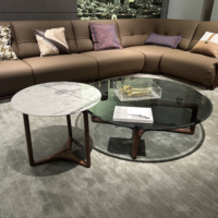 Table basse italienne moderne et minimaliste haut de gamme en bois de noyer et pierre d'Amérique du Nord Mobilier de maison de luxe pour villa et manoir