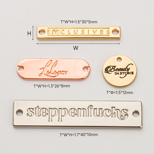 Design Brand Logo Engraved Metal <strong>Label</strong> Tag <strong>Gold</strong> Bag Garment Sewing Hole Logo Metal Clothing <strong>Label</strong> <strong>Custom</strong> Metal Tags For Swimwear - Product Image 5