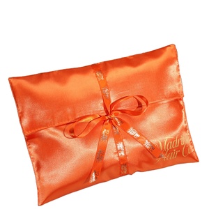 Promotion : Pochette d'emballage personnalisée en satin pour extensions de cheveux avec ruban, orange, sac cadeau en satin avec logo personnalisé - Product Image 1
