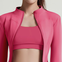 Ensemble de vêtements de sport côtelés taille haute pour femmes, personnalisable, sans couture, style veste, pour yoga et fitness