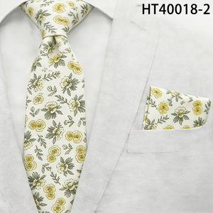 <strong>Mint</strong> <strong>Green</strong> Floral Printed Cotton Necktie Cravat with Pocket Set Eco-Friendly Cotton <strong>Ties</strong> for Men - Product Image 3