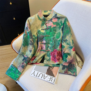 เสื้อแจ็คเก็ตสไตล์<span class=keywords><strong>จีน</strong></span>ลายดอกไม้สำหรับผู้หญิง ผ้าแจ็คการ์ดเนื้อโพลีเอสเตอร์ สไตล์ลำลอง สำหรับฤดูใบไม้ผลิ - Product Image 1