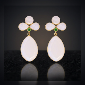 ต่างหูเงินแท้ทำมือประดับพลอยควอตซ์ สไตล์โบโฮสุดฮิต - Product Image 2