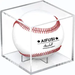 棒球展示柜，防紫外线亚克力立方体棒球架方形透明盒纪念品展示储物棒球