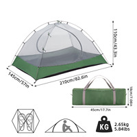 Tente de camping, tente double couche, protection solaire, protection contre la pluie en extérieur, randonnée et bâche imperméable 2-en-1