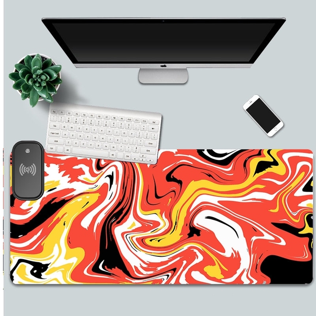 Orange Gradient Wireless Mouse Pad Rubber 15W RGB Mouse Pad Super Size Table Mat Sustom