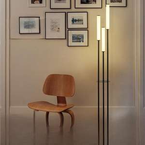 Lampadaire vintage créatif sur pied en métal, 3 têtes cylindrique, socle robuste, salon, chambre à coucher, colonne de LED, lampadaire noir - Product Image 3