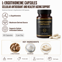 Capsules d'ergothionéine, complément antioxydant cellulaire, longévité premium, ingrédient autorisé par l'UE, étiquette privée, OEM personnalisé
