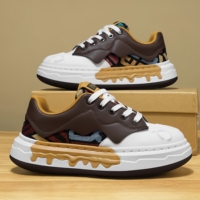 Chaussures de sport grises de luxe ethniques camouflage pour hommes, à plateforme et semelle épaisse, rehaussantes, tendance et décontractées