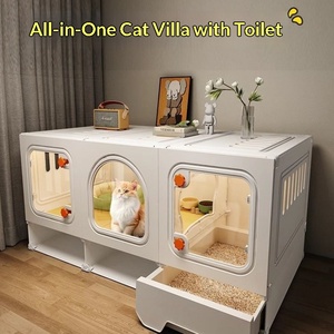 Plastic <b>Box</b> <b>Cat</b> Cage Villa with Integrated Toilet Bathroom & Living Area for Small Indoor Spaces All Seasons - Product Image 2