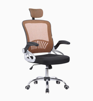 Chaise de bureau ergonomique pivotante en maille, avec appui-tête réglable, accoudoirs rabattables et hauteur réglable, idéale pour la maison et le bureau