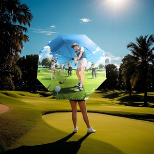 54 60 Inch 68 72 Inches Canopy Semi-Automatic Open Pongee Golf <b>Umbrella</b> with Glass Fiber Ribs for Full Protection - Product Image 5