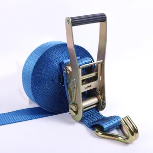 Dalam Stok 2 "5000Kg 50Mm 10M Kontrol Kargo Ratchet Tie Down Belt Straps Set Ratchet Buckle Lashing Strap Ratchet Tie Downs