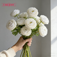 Diskon Super CM-DC014 Bunga Ranunculus Buatan Berkualitas Baik Warna Pink, Bunga Buatan Realistis Warna Pink