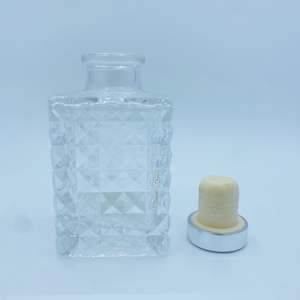 100ml Clear Embossed DIY Fragrance <b>Diffuser</b> Square Glass Jars with Cork <b>for</b> <b>Reed</b> <b>Diffuser</b> Replacement <b>Refillable</b> Custom Logo - Product Image 5