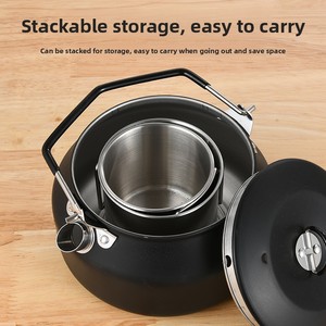 Chaleira Portátil de Aço Inoxidável 304 com Tampa para Caminhadas, Acampamentos e Preparo de Chá, Compatível com Fogão a Cartucho - Product Image 3