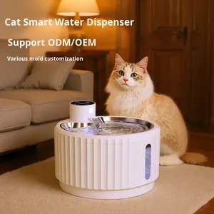 Fontaine à eau automatique sans fil <span class=keywords><strong>pour</strong></span> chat et <span class=keywords><strong>chien</strong></span>, 95 oz/2,8 L, en acier inoxydable, bol à eau potable <span class=keywords><strong>pour</strong></span> animaux de compagnie, capteur, alimentation électrique, 3 modes de fonctionnement - Product Image 1