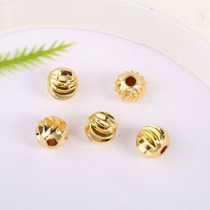 HP0311 Cuentas de latón laminado en oro de 14K y 18K, 3mm 4mm, espaciadores en espiral con corte de sandía/calabaza, cuentas a granel para fabricación de joyas DIY - Product Image 4