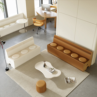 Banc pliable extensible en papier kraft avec rangement en nid d'abeille, idéal pour appartement moderne, bureau, conférence, avec coussins