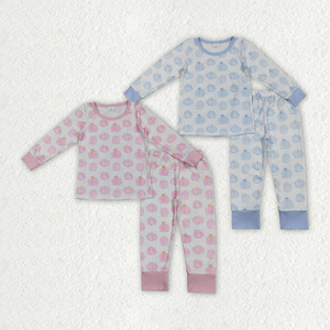 Nuovo arrivo per bambini con cerniera a maniche lunghe per dormire con fiocco blu stampa pigiama Set di abbigliamento per bambine e bambine - Product Image 5
