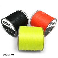Ligne de pêche tressée JOF 300M 8 brins en PE, 9 couleurs, ligne flottante multifilament haute résistance pour la pêche en rivière, lac, eau salée et océan