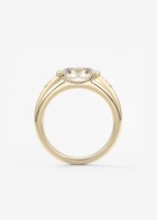 Bague de fiançailles en or massif 14K 18K avec trois diamants de laboratoire taille ovale, demi-sertis, baguette conique, couleur D-E, pureté VS-VVS, 1-2 carats