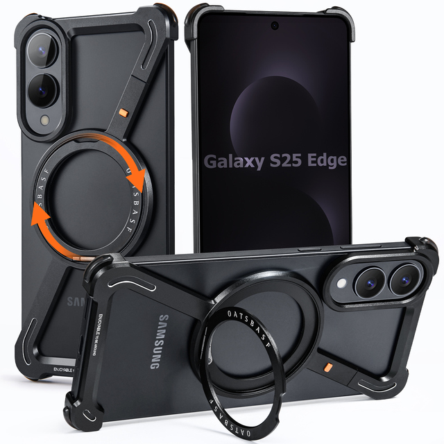 Minimalism Z-Shaped 360 Rotatable Edgeless Metal Phone Case Swivel Bracket Mobile Phone Cover for Samsung S25 Edge