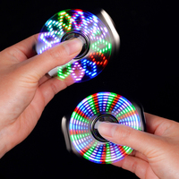 Briquet torche Fidget Spinner coupe-vent à flamme rouge en métal, rechargeable au butane, avec lumière LED et recharge Type-C