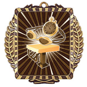 Medalla de natación de Metal cuadrado Lynx personalizada de alta calidad Medallas deportivas personalizadas con cintas para natación temática - Product Image 2