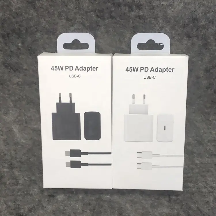 Original Box 45W Fast Charger US/EU/UK PD USB C Adapter Type C Travel Charger Cable For Samsung S20 S21 Note 10