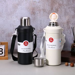 316 Stainless Steel Insulated Water Bottle Large Capacity With Handle For Outdoor Travel Mountaineering Sports - Product Image 1
