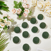 12 Pcs Busa Bunga Mini Bulat 2'' Busa Floral Hijau Kecil untuk Botol Anggur