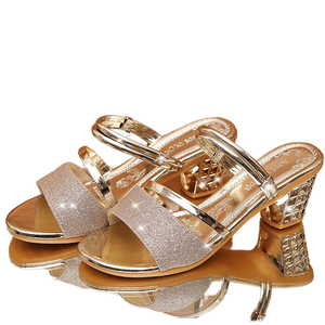 Sandales à talons compensés bas en cuir PU pour femmes, bout ouvert, confortables, élégantes, pour les fêtes, chaussures à talons compensés antidérapantes en caoutchouc - Product Image 1