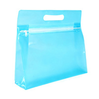 Op maat gemaakte transparante, mat PVC rits-opbergzak met handvat, waterdichte reistas voor ondergoed, strand, cosmetica en winkelen.