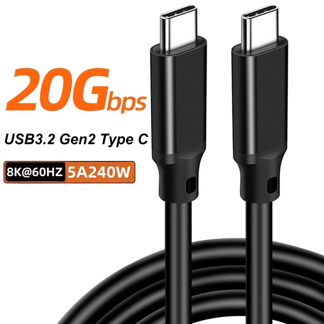 PD 240W 5A Fast Charging USB C Cable Usb 3.2 Gen2 20G Type Male to Type C Male USB-C Extension Cable