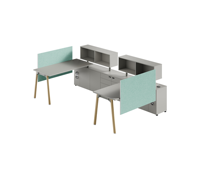 Poste de travail de bureau commercial avec cloison d'intimité, armoire de rangement et hutch suspendu pour espace de travail ouvert