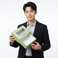 Boîte cadeau en carton personnalisée avec logo en relief, tiroir coulissant et fenêtre PVC pour bougies, cadres photo et portefeuilles