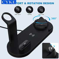 CYKE produk terlaris pengisi daya nirkabel 6 in 1 Cepat multifungsi USB mikro Tipe c