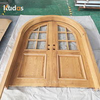 Portes doubles en bois massif de conception principale classique Porte en arc d'entrée en bois d'extérieur moderne Photos Portes en bois arquées pour maisons