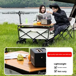 Manufacturer Customized Enclosed Steel ABS Four-Wheel Camping Outdoor Camp Picnic Strong Loading Bearing Black Hand <b>Pull</b> Cart - Product Image 4