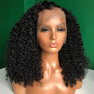 Mongolian Afro Kinky Curly Wig 400% High Density Virgin Cuticle Aligned Hair Lace Frontal Closure Wigs