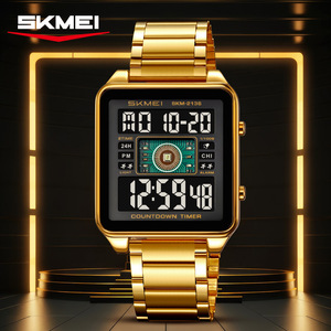Skmei Digital Watch Men Stainless Steel Strap Dual Time Electronic Watch 2136 Square Case Water Resistant - Product Image 1