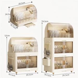 Escurridor de Platos y Tazones de Gran Capacidad, Multicapa, Antipolvo, Tipo Piso, con Tapa, Organizador de Platos para Cocina - Product Image 3