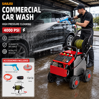 Hidrolavadora Industrial de Alta Presión 4000PSI, Limpiadora Eléctrica con Carrete de Manguera 220V, Máquina de Limpieza con Chorro de Agua Comercial para Autos