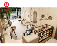 Design d'intérieur de boutique de thé à bulles de luxe, mobilier de café en bois, comptoir de bar de café en marbre personnalisé