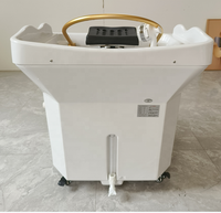 Bac de lavage de cheveux professionnel avec réservoir d'eau de 60L, fonctions massage et vapeur, machine SPA pour le lavage des cheveux sans raccordement