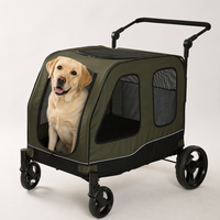 Poussette pour grand chien 60 kg, robuste, entrée avant et supérieure enroulable, roues arrière amortissantes avec frein, OEM/ODM