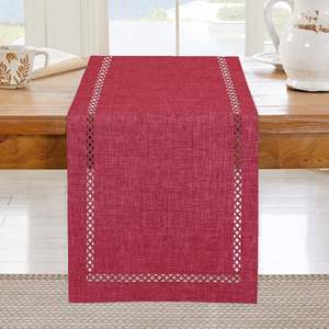 Chemin de table en polyester rustique à motifs géométriques ajourés, 13x36 pouces, orange, style ferme, décoration d'automne pour Thanksgiving - Product Image 4
